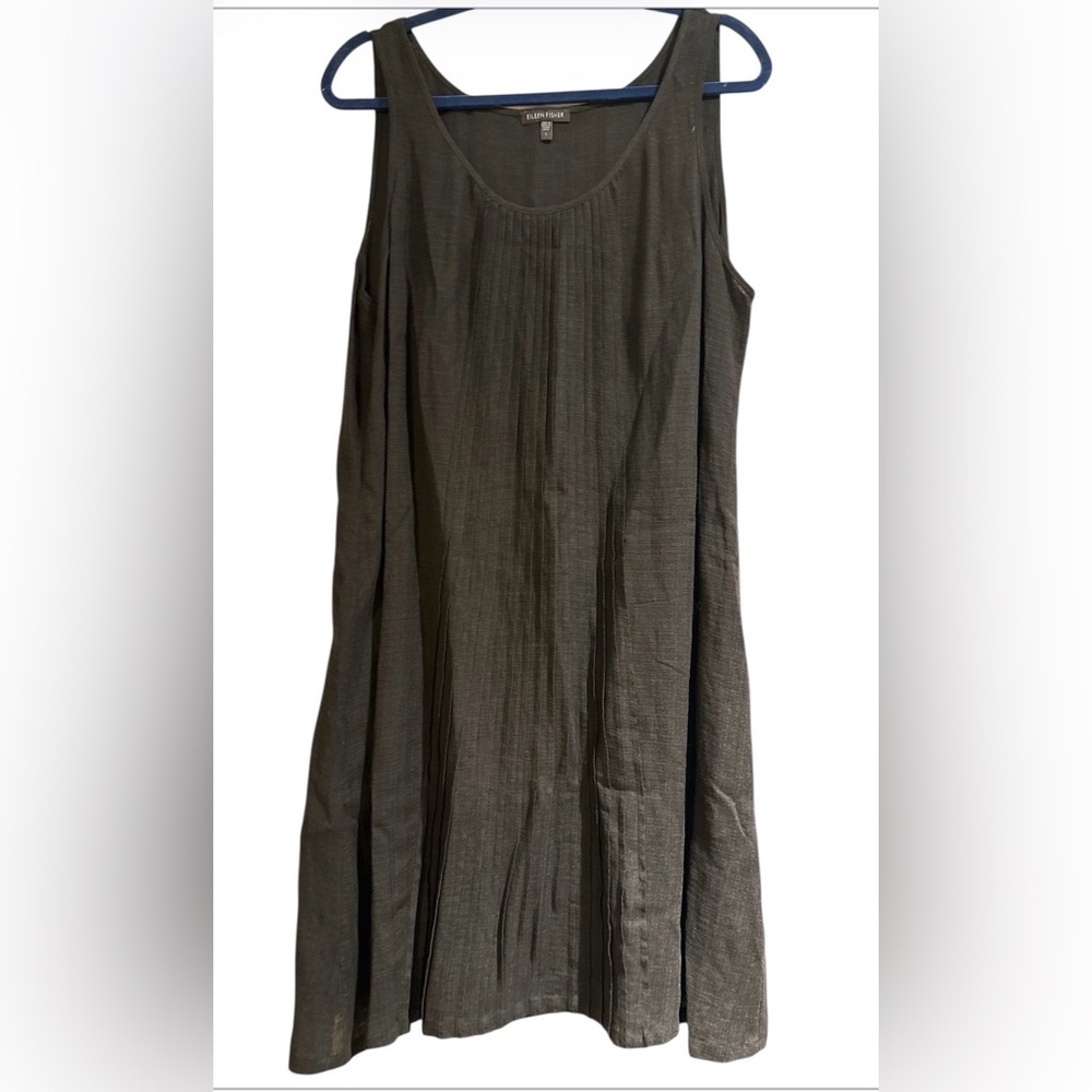 Eileen Fisher black sleeveless dress with pintuck detail